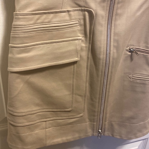 NWT Pearl by Lela Rose Navy khaki Long Vest jacket double zipper vest size 0 - Picture 7 of 9